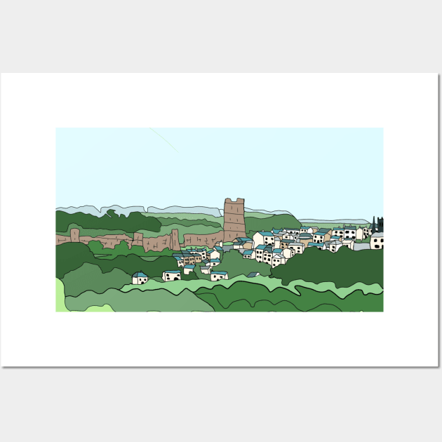 Medieval Richmond Castle with Old Town, North Yorkshire Wall Art by JennyCathcart